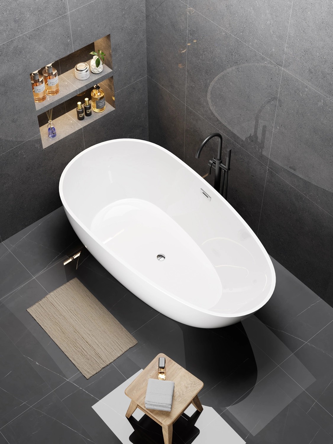 Wanna Gulfoss 175 wolnostojąca biała czarny 175 x 75 Wanna Gulfoss 175 wolnostojąca biała czarny 175 x 75