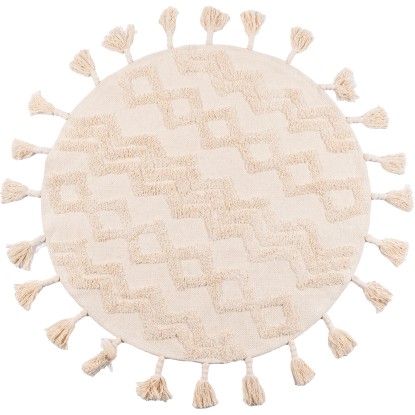 Dywan Bawełniany aztecki śr. 100 cm jasny beż Dywan Bawełniany aztecki śr. 100 cm jasny beż