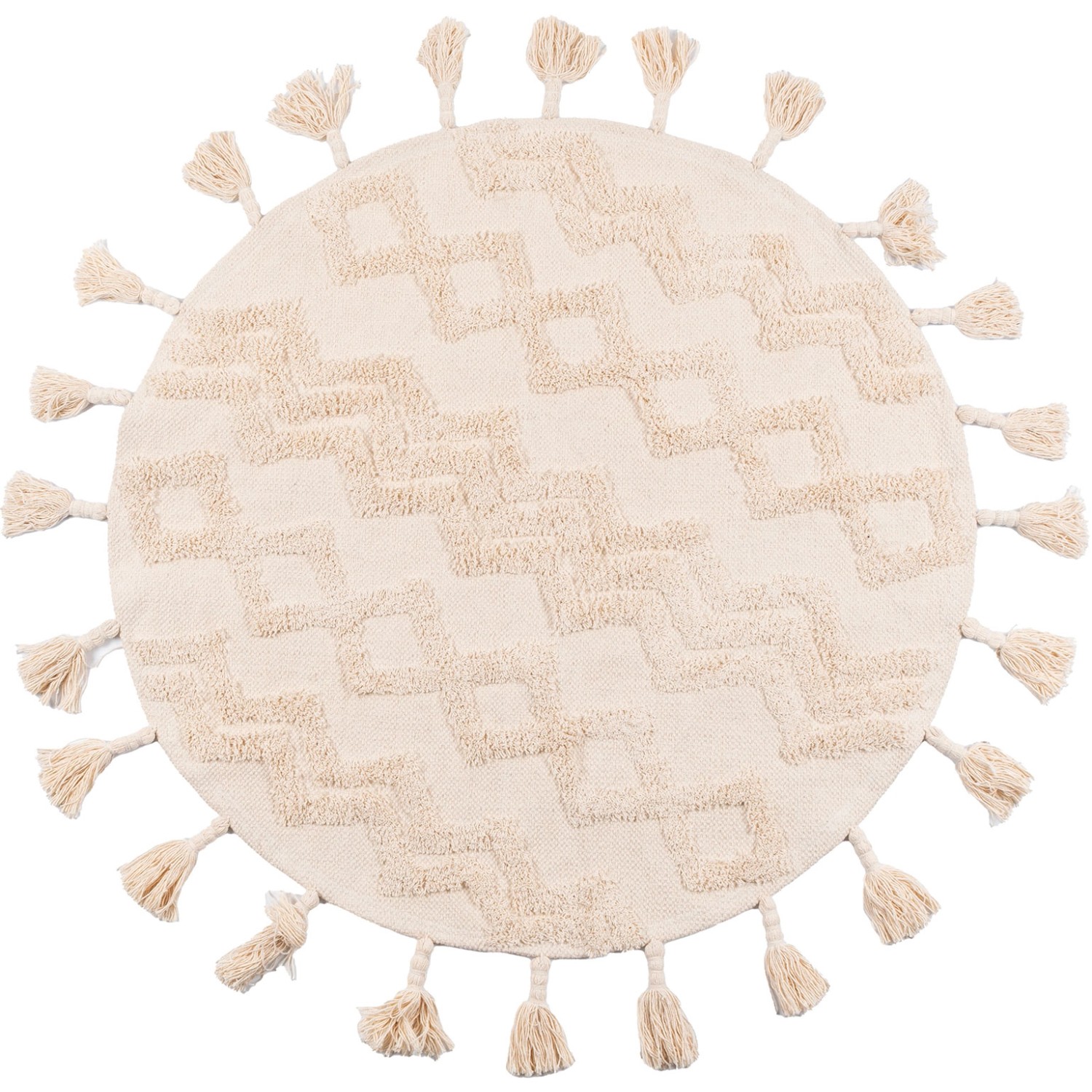 Dywan Bawełniany aztecki śr. 100 cm jasny beż Dywan Bawełniany aztecki śr. 100 cm jasny beż