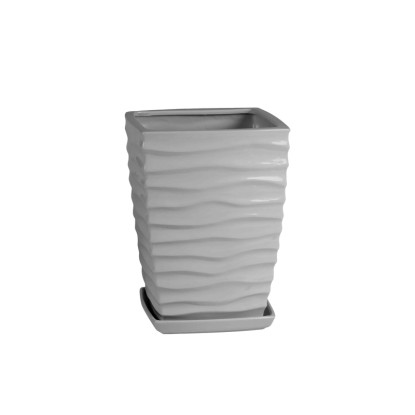 Doniczka z podstawką Kwadrat Duna szary połysk - 18 cm Doniczka z podstawką Kwadrat Duna szary połysk - 18 cm
