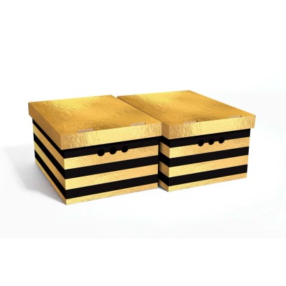 Erkar-Opakowania Komplet pudeł A4 paski złoto-czarne Erkar-Opakowania Komplet pudeł A4 paski złoto-czarne