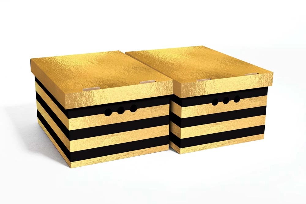 Erkar-Opakowania Komplet pudeł A4 paski złoto-czarne Erkar-Opakowania Komplet pudeł A4 paski złoto-czarne