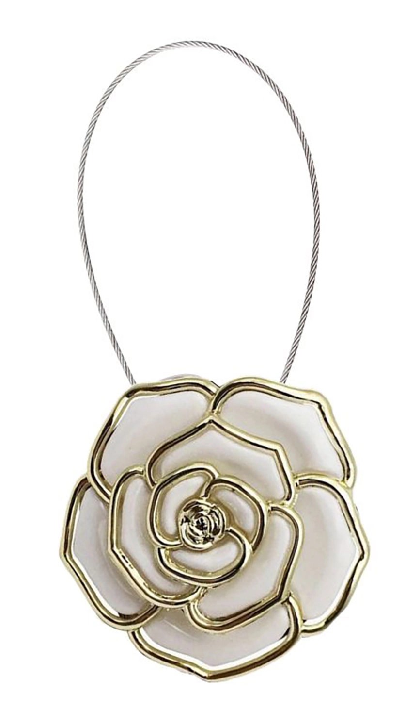 Magnes dekoracyjny do zasłon 6 x 27 x 4 cm biało-złoty Magnes dekoracyjny do zasłon 6 x 27 x 4 cm biało-złoty