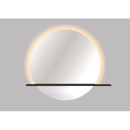 Lustro z LED Round Line czarna półka 80 Lustro z LED Round Line czarna półka 80