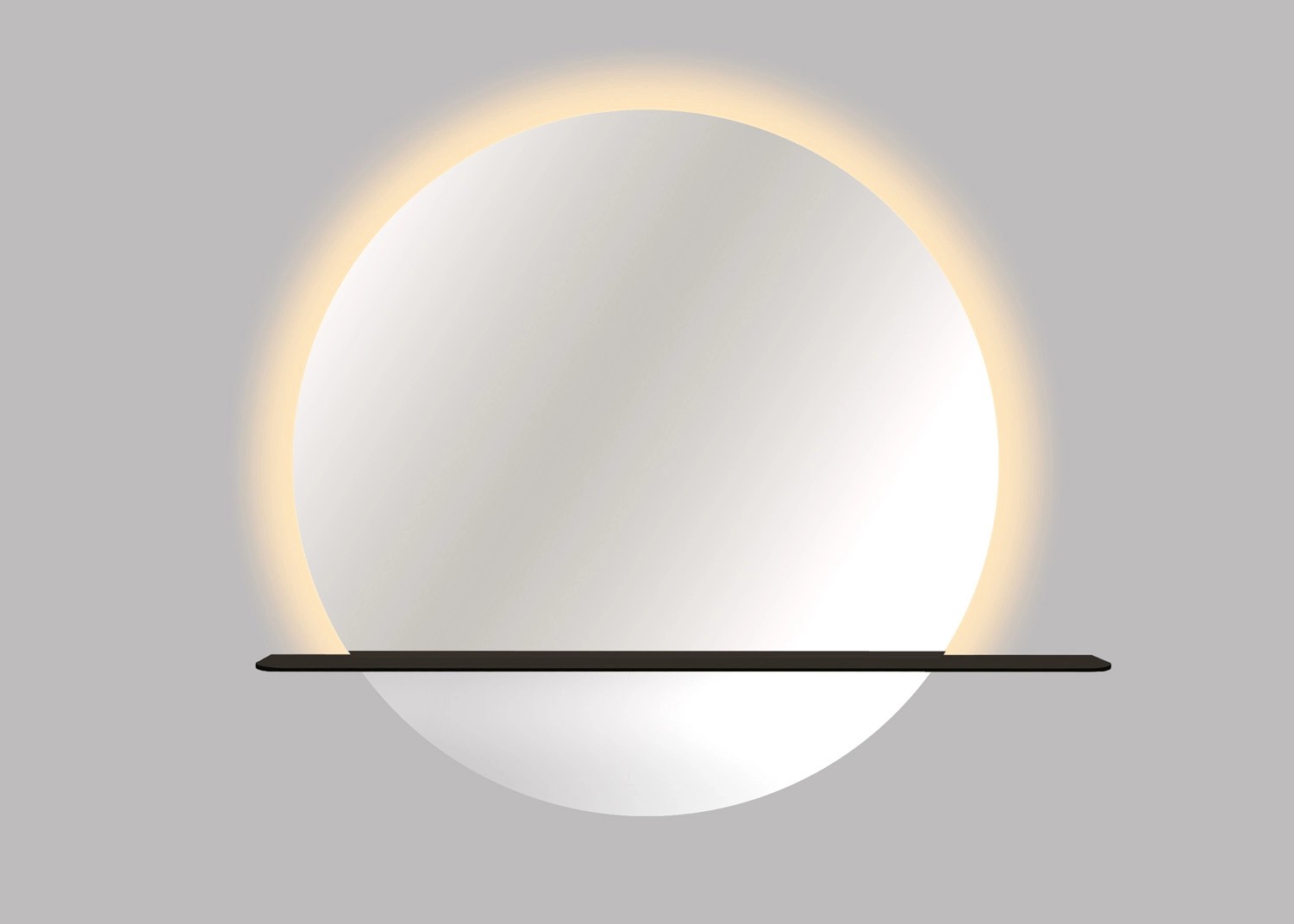 Lustro z LED Round Line czarna półka 80 Lustro z LED Round Line czarna półka 80