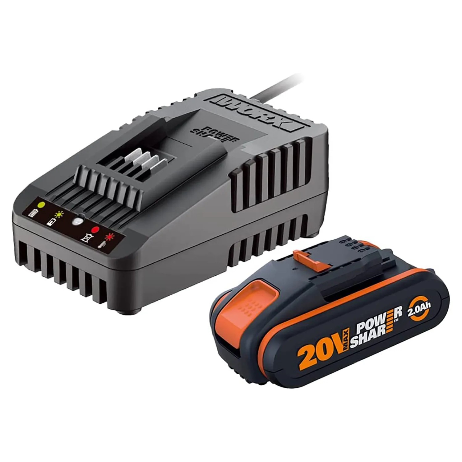 WORX Zestaw Akumulator 20V 2,0Ah + ładowarka WORX Zestaw Akumulator 20V 2,0Ah + ładowarka