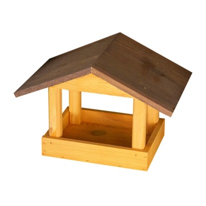 Karmnik dwuspadowy domek ciemnobrązowy-pom - 22 x 33 x 22 cm Karmnik dwuspadowy domek ciemnobrązowy-pom - 22 x 33 x 22 cm
