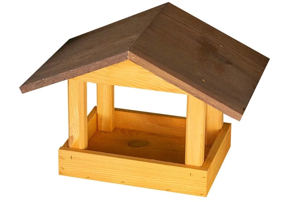 Karmnik dwuspadowy domek ciemnobrązowy-pom - 22 x 33 x 22 cm Karmnik dwuspadowy domek ciemnobrązowy-pom - 22 x 33 x 22 cm