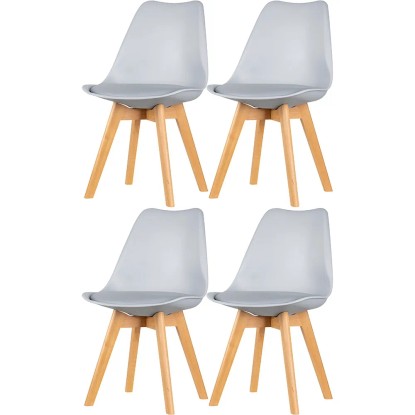 Komplet czterech krzeseł do jadalni Sara ekoskóra szare Komplet czterech krzeseł do jadalni Sara ekoskóra szare