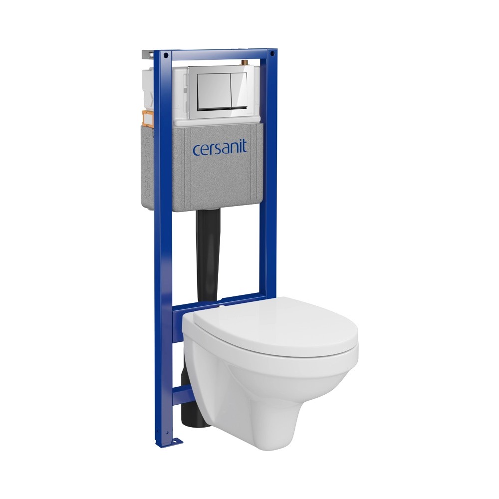 Cersanit Zestaw podtynkowy Mesta z deską wolnoopadającą i przyciskiem chrom Cersanit Zestaw podtynkowy Mesta z deską wolnoopadającą i przyciskiem chrom