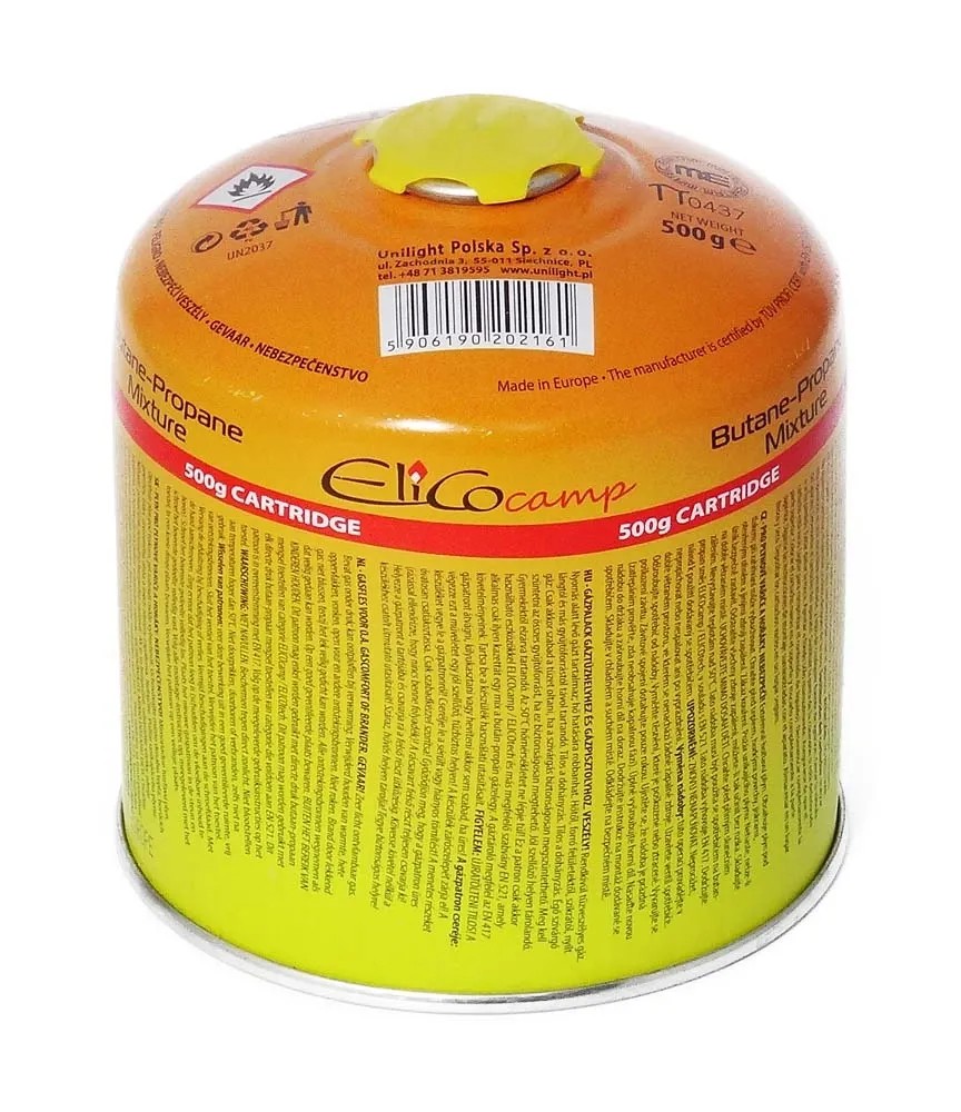 Elicocamp Gaz z zaworem/gwint do kuchenek turystycznych - 500 g Elicocamp Gaz z zaworem/gwint do kuchenek turystycznych - 500 g