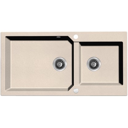 Laveo Zlewozmywak Milos 2-komorowy beżowy - 98 x 50 cm Laveo Zlewozmywak Milos 2-komorowy beżowy - 98 x 50 cm