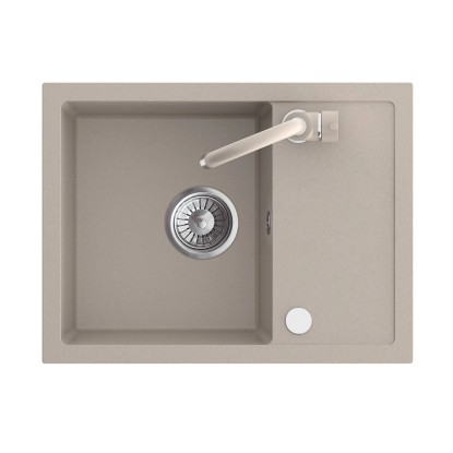 Zlewozmywak Piko 1-kom. z ociekaczem, baterią i syfonem, beżowy 58x44 cm Zlewozmywak Piko 1-kom. z ociekaczem, baterią i syfonem, beżowy 58x44 cm