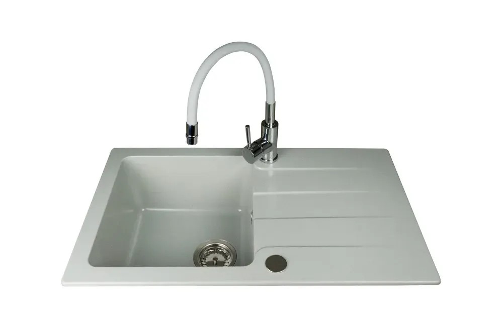 Zlewozmywak Bali 1-kom. z baterią szary 76x43 cm Zlewozmywak Bali 1-kom. z baterią szary 76x43 cm