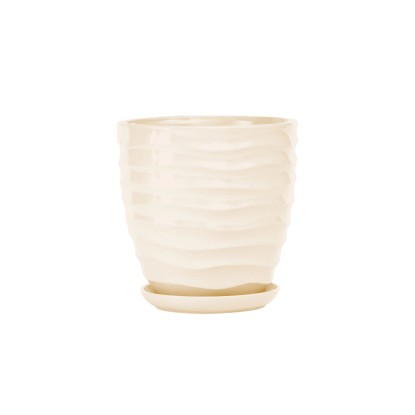 Doniczka z podstawką Duna kremowy połysk - 21 cm Doniczka z podstawką Duna kremowy połysk - 21 cm