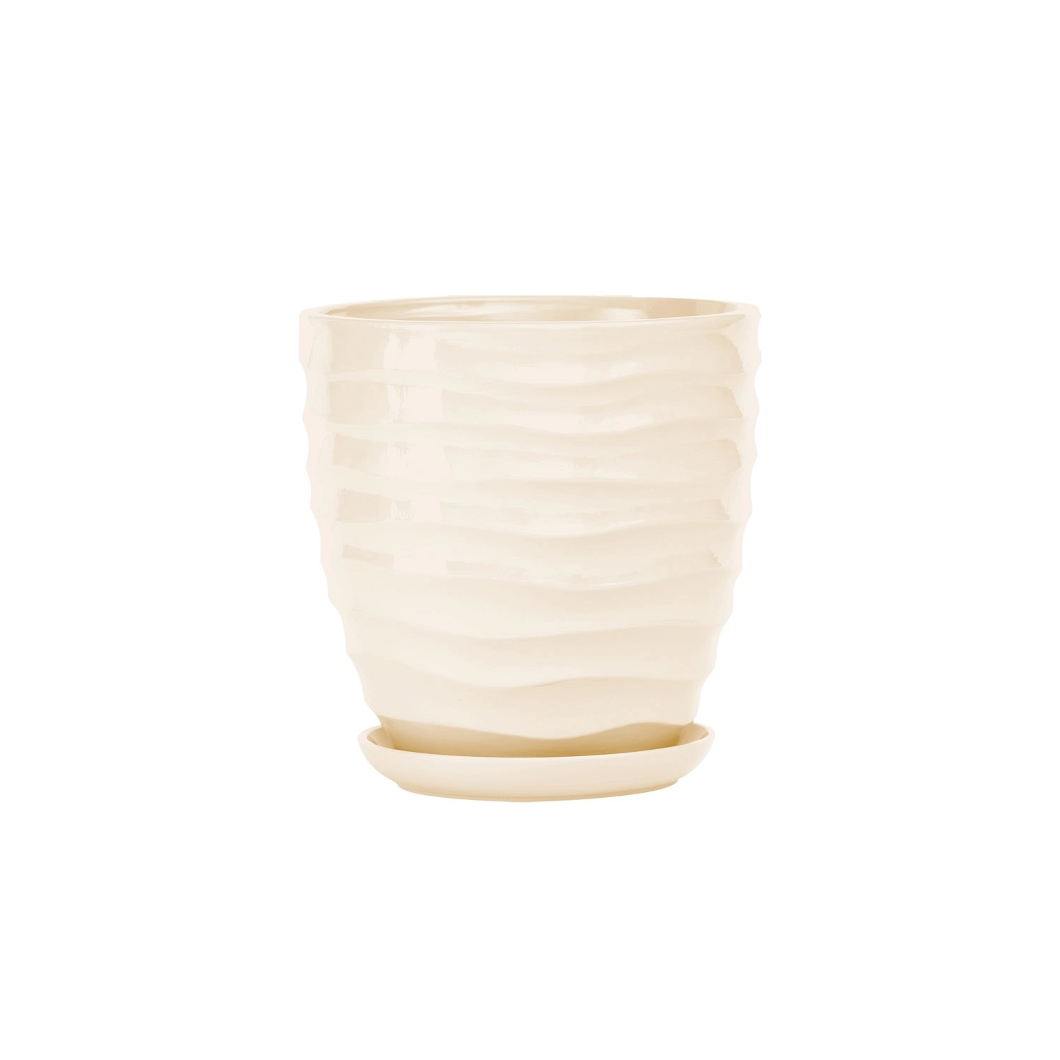 Doniczka z podstawką Duna kremowy połysk - 21 cm Doniczka z podstawką Duna kremowy połysk - 21 cm