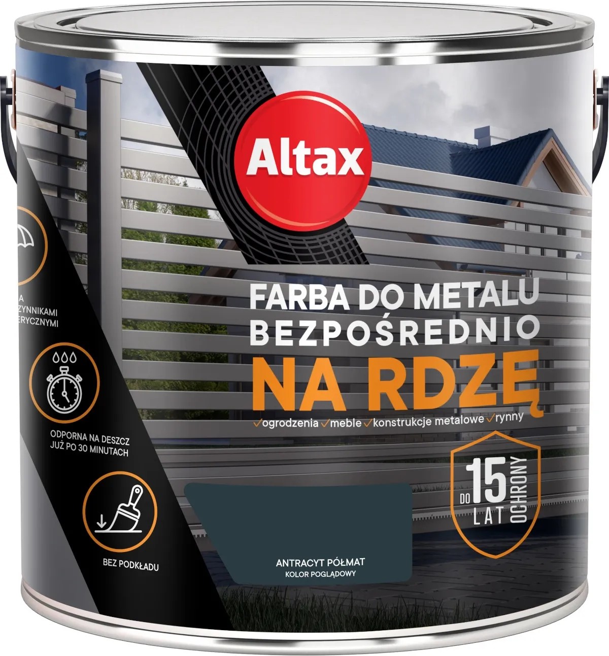Altax Farba do metalu antracyt półmat 2,5 l Altax Farba do metalu antracyt półmat 2,5 l
