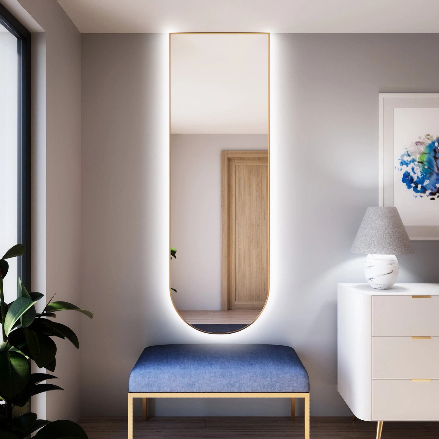 Lustro LED Pastille Cut Złote Neutralne 150x40 Lustro LED Pastille Cut Złote Neutralne 150x40