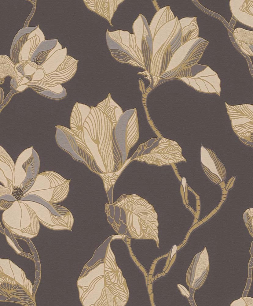 Tapeta FANCY LILY winylowa na flizelinie szara Tapeta FANCY LILY winylowa na flizelinie szara