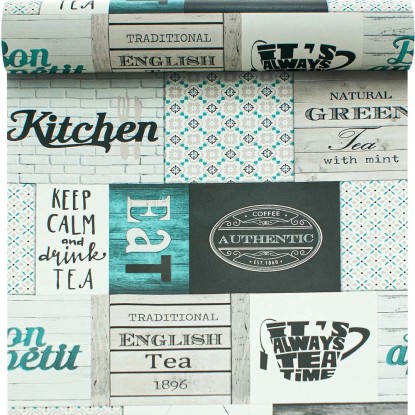 Tapeta KUCHNIA winylowa na flizelinie niebieska Tapeta KUCHNIA winylowa na flizelinie niebieska