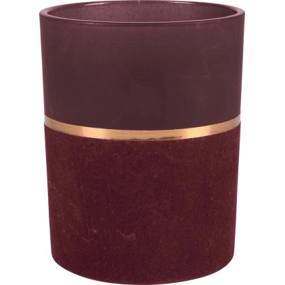 Świecznik szklany burgundowy 10 cm x 12,5 cm Świecznik szklany burgundowy 10 cm x 12,5 cm