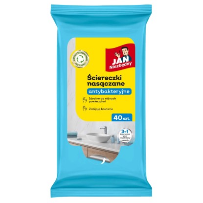 Jan Niezbędny Ściereczki nasączane antybakteryjne 3w1 40 szt. Jan Niezbędny Ściereczki nasączane antybakteryjne 3w1 40 szt.