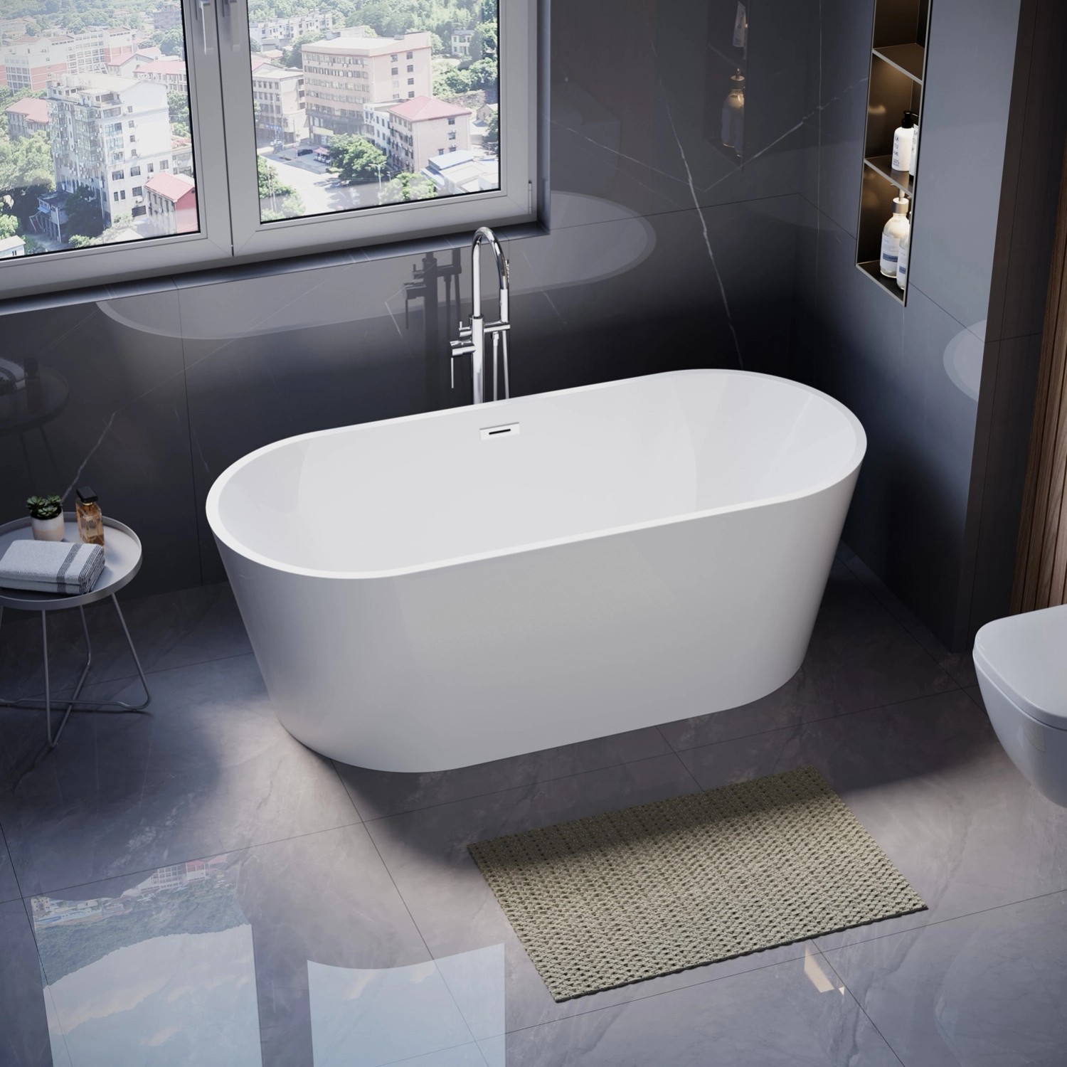 Wanna Jupiter 170 wolnostojąca biała szary 170 x 74 Wanna Jupiter 170 wolnostojąca biała szary 170 x 74