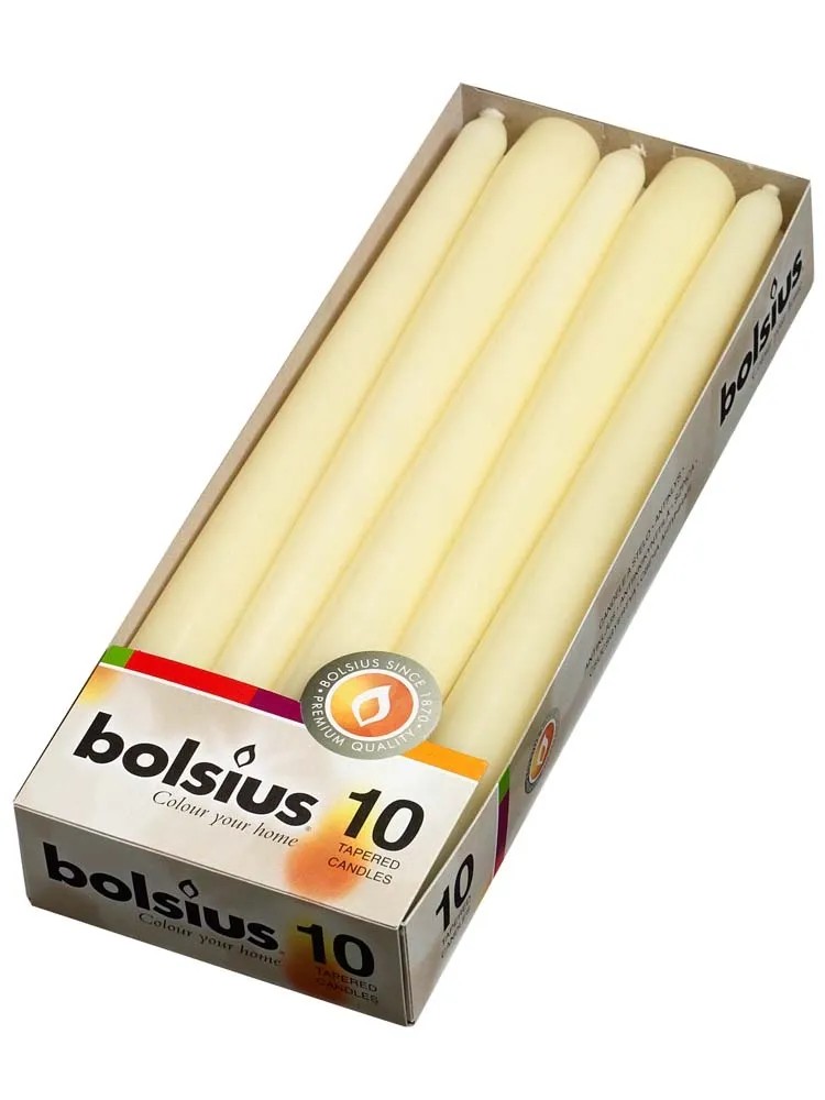 Bolsius Świeca szpica kremowa 10 sztuk Bolsius Świeca szpica kremowa 10 sztuk