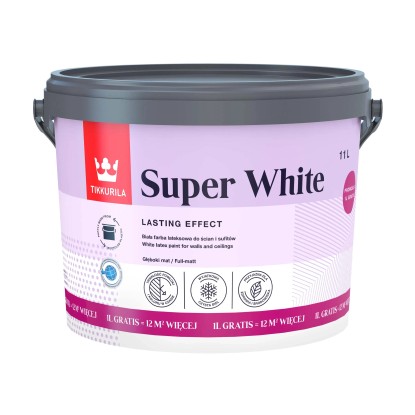 Farba Tikkurila Super White biała 10L + 1L gratis Farba Tikkurila Super White biała 10L + 1L gratis