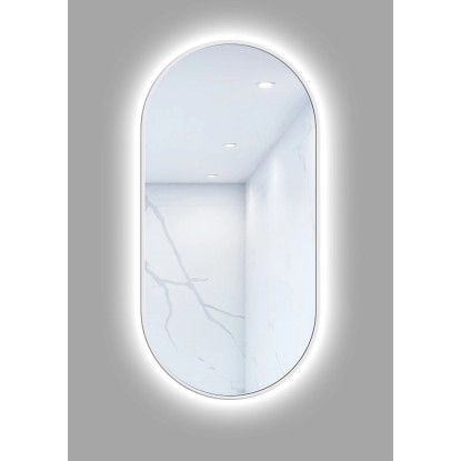 Lustro z LED Oval Line biała rama 100x50 Lustro z LED Oval Line biała rama 100x50