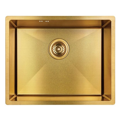 Laveo Zlewozmywak podwieszany MARMARA 1-komorowy złoty - 54 x 44 cm Laveo Zlewozmywak podwieszany MARMARA 1-komorowy złoty - 54 x 44 cm