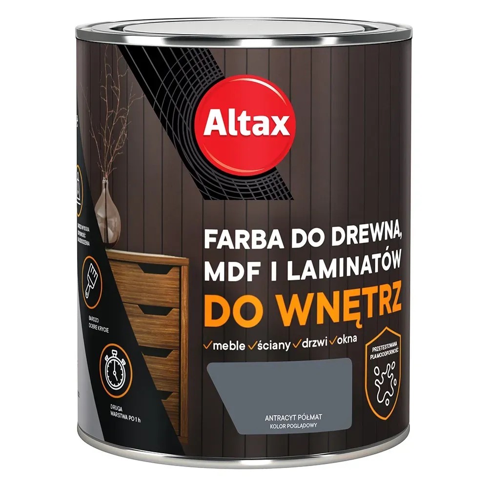 Farba do drewna ALTAX do wnętrz antracyt 750 ml Farba do drewna ALTAX do wnętrz antracyt 750 ml