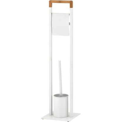 BALIV Stojak na papier i szczotkę WC biel-bambus BALIV Stojak na papier i szczotkę WC biel-bambus