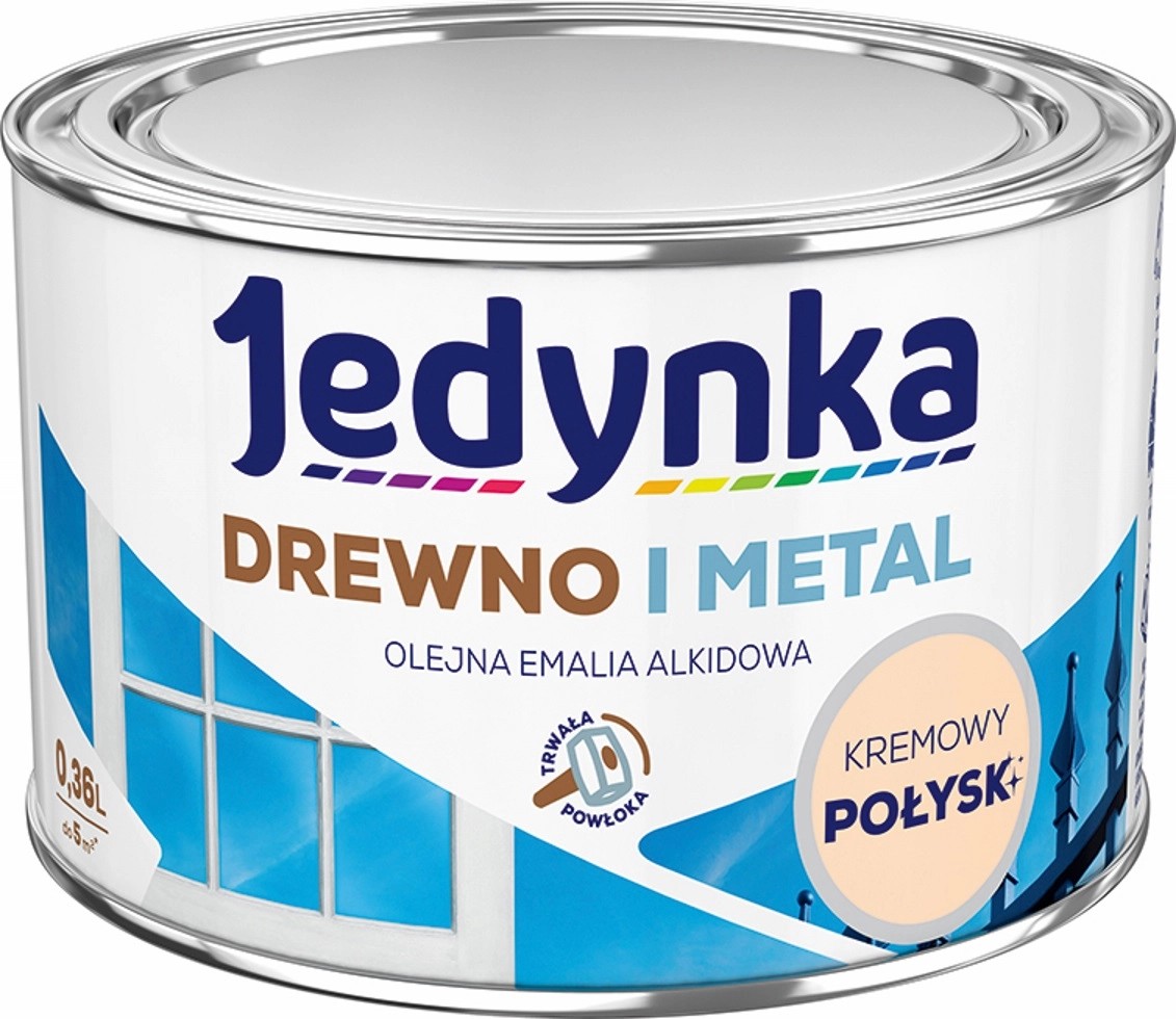 Jedynka Emalia alkidowa do drewna i metalu połysk kremowa 360 ml Jedynka Emalia alkidowa do drewna i metalu połysk kremowa 360 ml