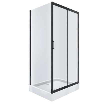 KABI Kabina prysznicowa kwadratowa HOBBY 100 x 80 czarna z niskim brodzikiem KABI Kabina prysznicowa kwadratowa HOBBY 100 x 80 czarna z niskim brodzikiem