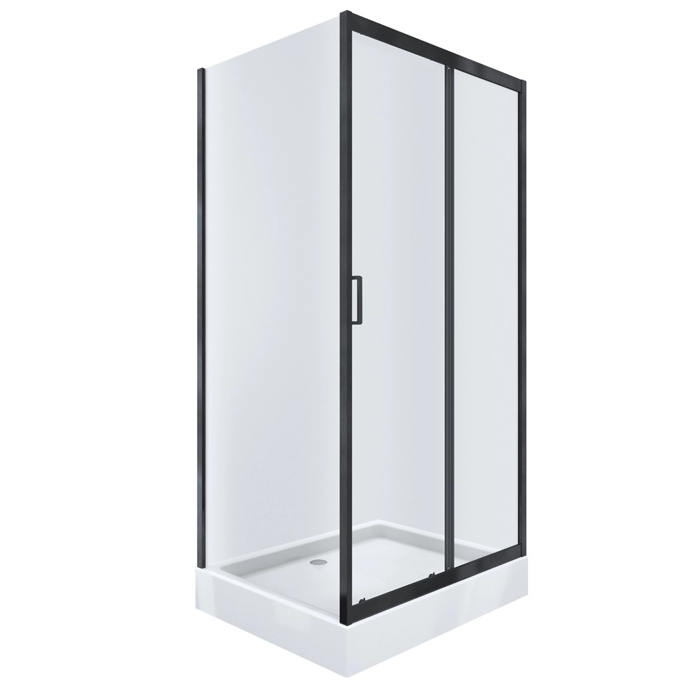 KABI Kabina prysznicowa kwadratowa HOBBY 100 x 80 czarna z niskim brodzikiem KABI Kabina prysznicowa kwadratowa HOBBY 100 x 80 czarna z niskim brodzikiem