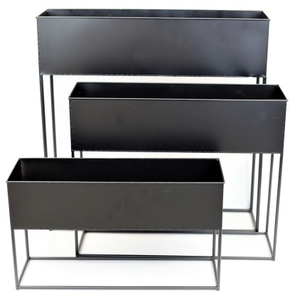 Kwietnik Prostkokąt metalowy czarny - 66x20x54 cm Kwietnik Prostkokąt metalowy czarny - 66x20x54 cm