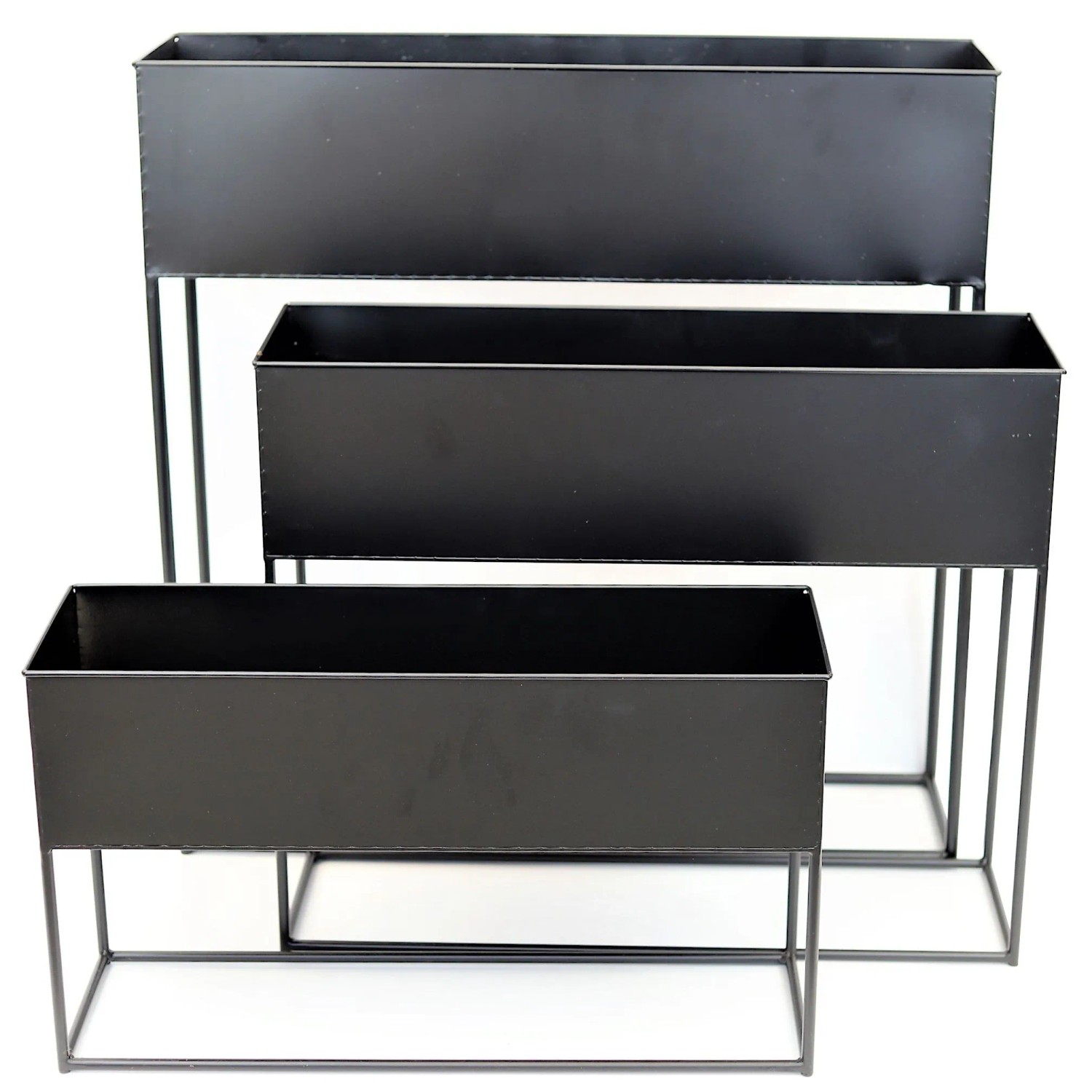 Kwietnik Prostkokąt metalowy czarny - 66x20x54 cm Kwietnik Prostkokąt metalowy czarny - 66x20x54 cm