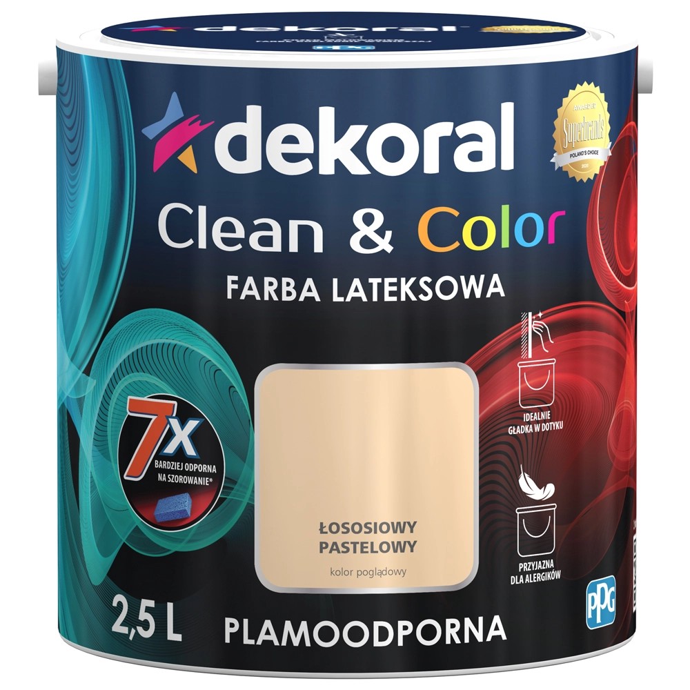 Farba Dekoral Clean & Color łososiowy pastelowy 2,5 l Farba Dekoral Clean & Color łososiowy pastelowy 2,5 l