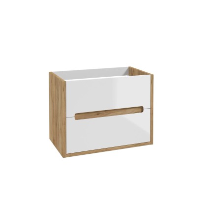 Defra Szafka Nobu pod umywalkę 80 cm 2 szuflady biały/ dąb złoty Defra Szafka Nobu pod umywalkę 80 cm 2 szuflady biały/ dąb złoty