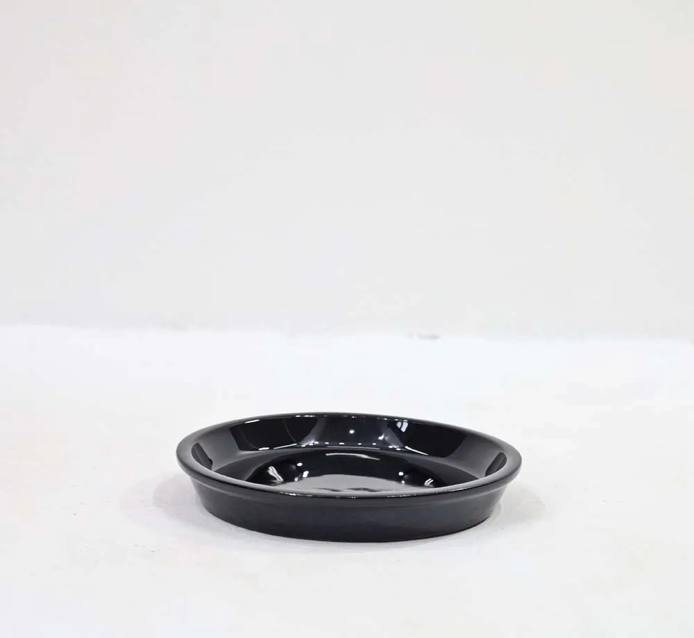 Podstawka ceramiczna szkliwiona czarna - 22 cm Podstawka ceramiczna szkliwiona czarna - 22 cm