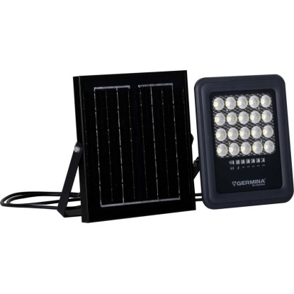 Germina Naświetlacz LED GEMINI z panelem sol. 50W 5000K 400lm IP65 czarny Germina Naświetlacz LED GEMINI z panelem sol. 50W 5000K 400lm IP65 czarny