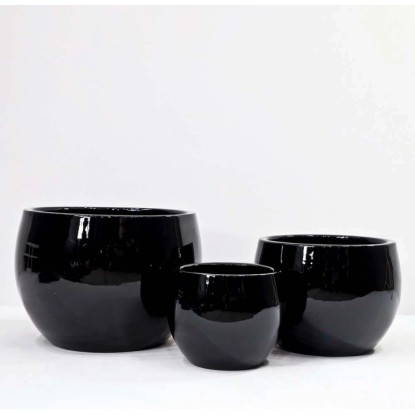 Donica szkliwiona Palla czarna - 26 x 21 cm Donica szkliwiona Palla czarna - 26 x 21 cm