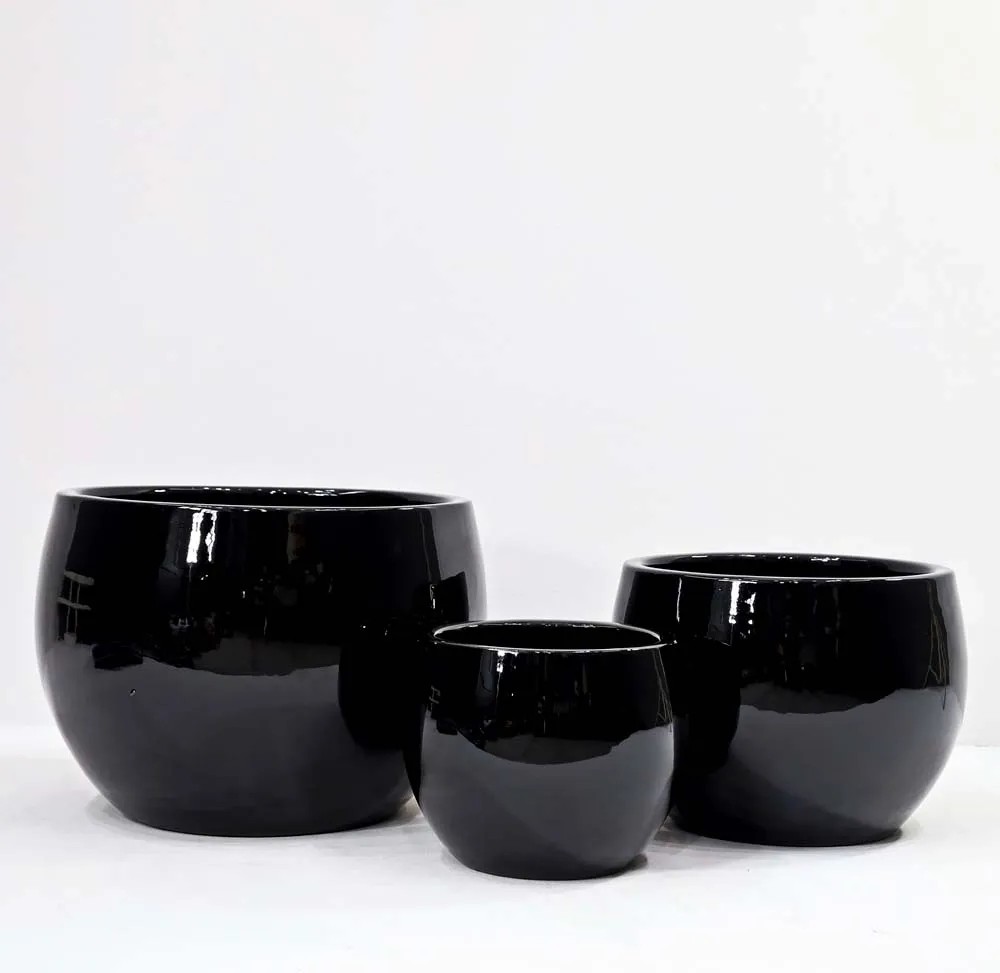 Donica szkliwiona Palla czarna - 26 x 21 cm Donica szkliwiona Palla czarna - 26 x 21 cm