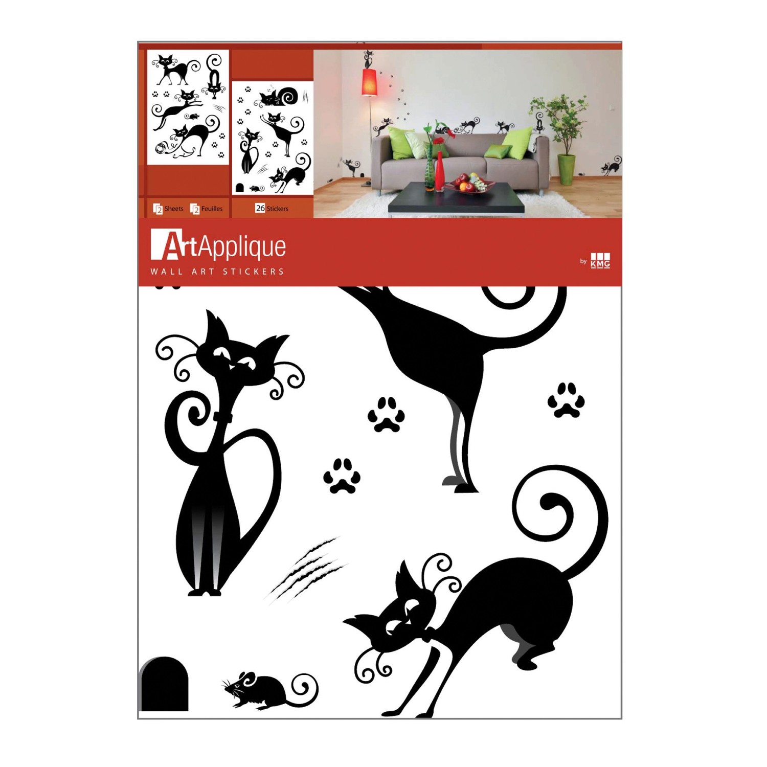 Naklejka na ścianę Koty 2 sztuki - WS046 Naklejka na ścianę Koty 2 sztuki - WS046