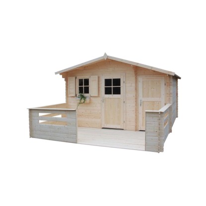 Domek ogrodowy Platan z tarasem i podłogą - 416 x 566 cm, wys. 262 cm Domek ogrodowy Platan z tarasem i podłogą - 416 x 566 cm, wys. 262 cm
