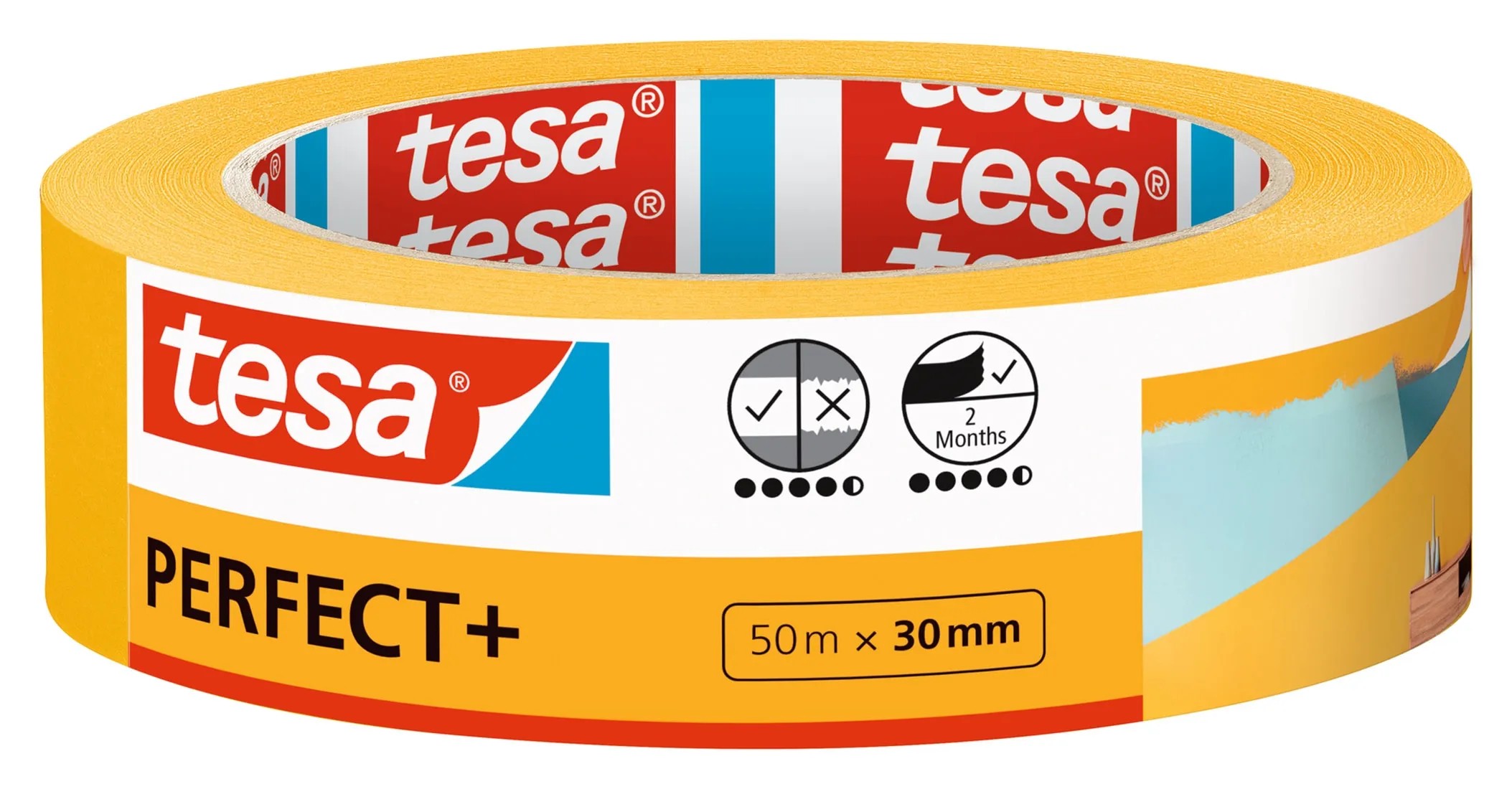 Tesa Taśma malarska Perfect+ 50m:30mm do wnętrz Tesa Taśma malarska Perfect+ 50m:30mm do wnętrz