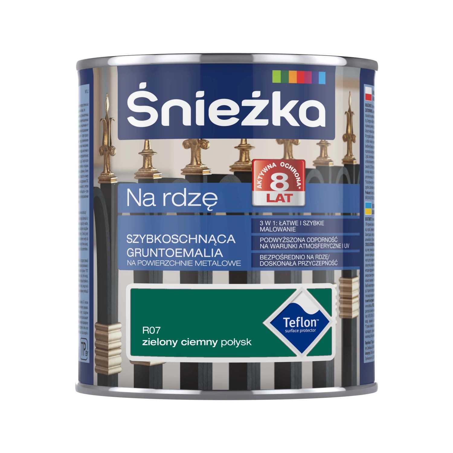 Śnieżka Gruntoemalia Na Rdzę połysk zielona ciemna 650 ml Śnieżka Gruntoemalia Na Rdzę połysk zielona ciemna 650 ml