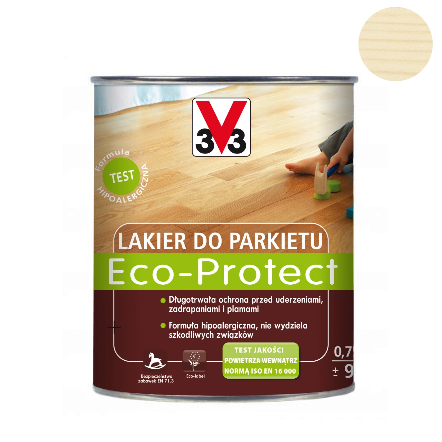 V33 Lakier do parkietu ECO-Protect bezbarwny połysk 750 ml V33 Lakier do parkietu ECO-Protect bezbarwny połysk 750 ml