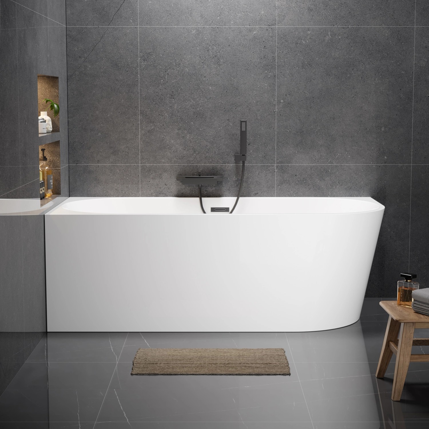 Wanna Pula Lewa 170 wolnostojąca przyścienna biała szary 170 x 80 Wanna Pula Lewa 170 wolnostojąca przyścienna biała szary 170 x 80